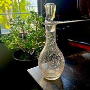 Antique stopper bottle vintage crackle glass